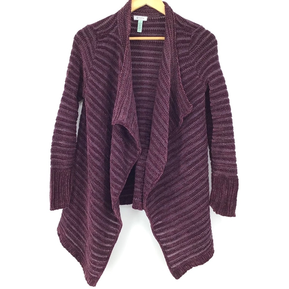Susina Chenille Burgundy Soft Knit Cardigan NWT